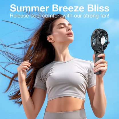 Portable Handheld Fan, Powerful+Durable+180° Foldable, Mini Hand Fans with USB Rechargeable Battery Operated Cooling Accessories for Personal Use, Travel, Office Black